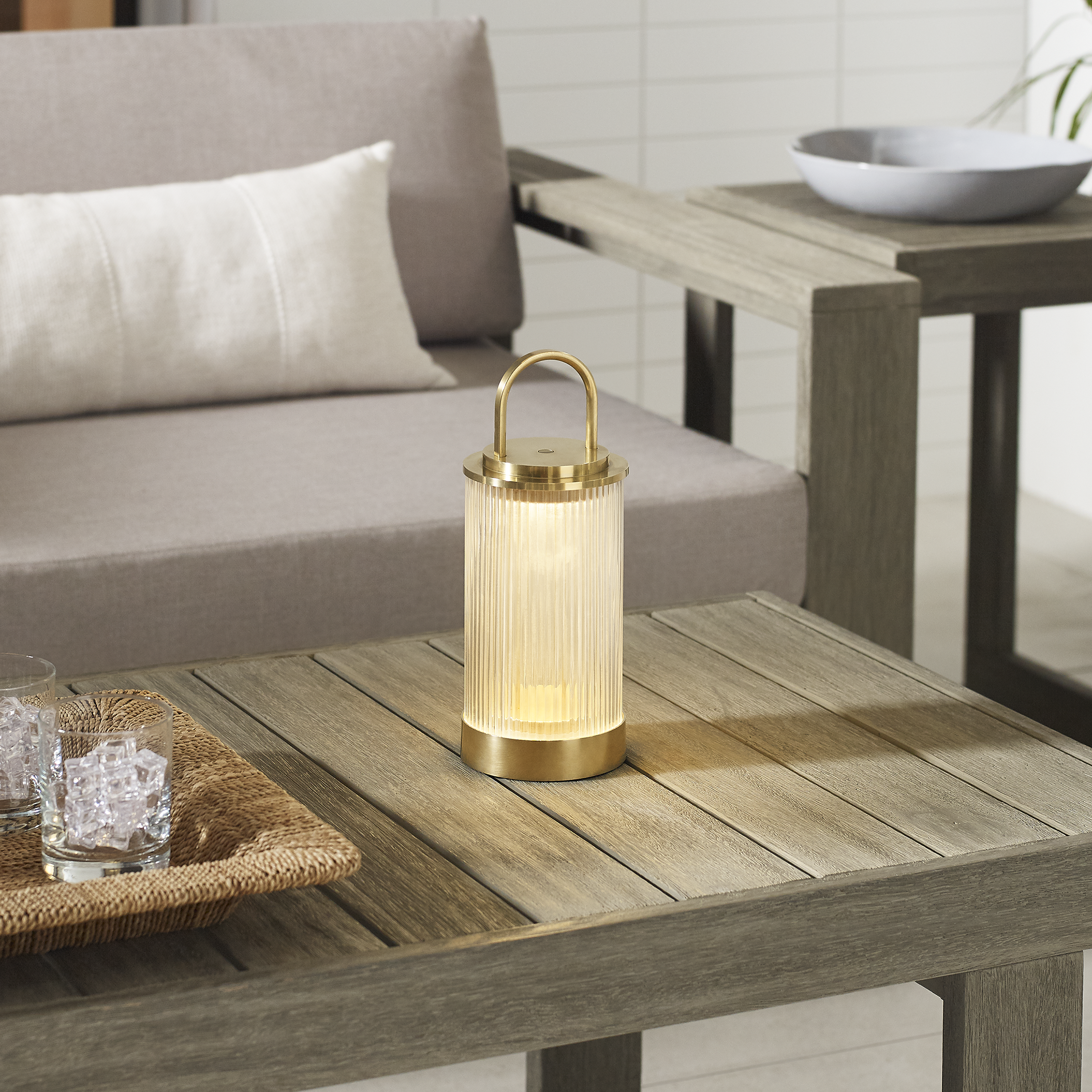 Tawa Accent Rechargeable Table Lamp Natural Brass 2700K 90 CRI wall charger included