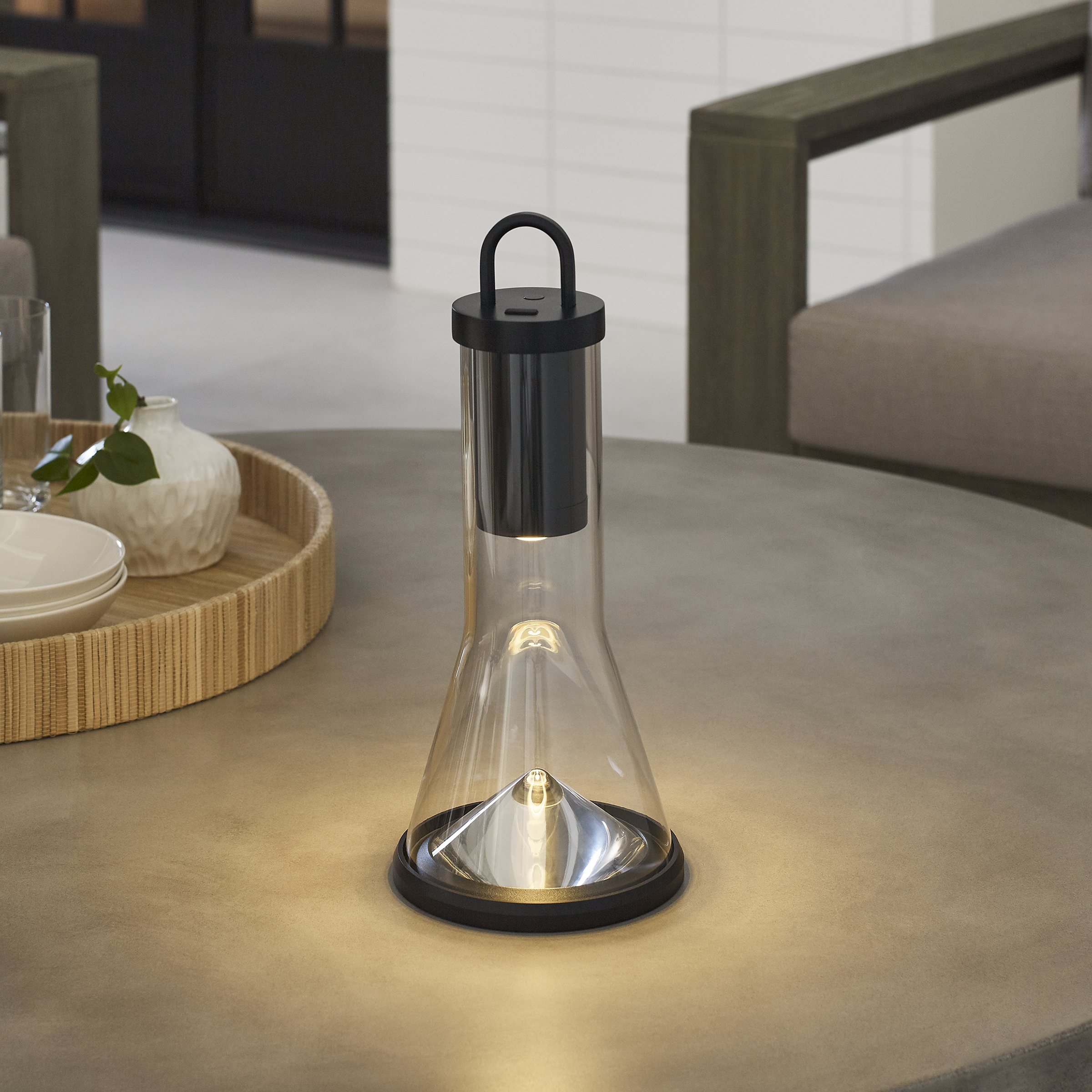 Kandella Accent Rechargeable Table Lamp Black 2700K 90 CRI wall charger included