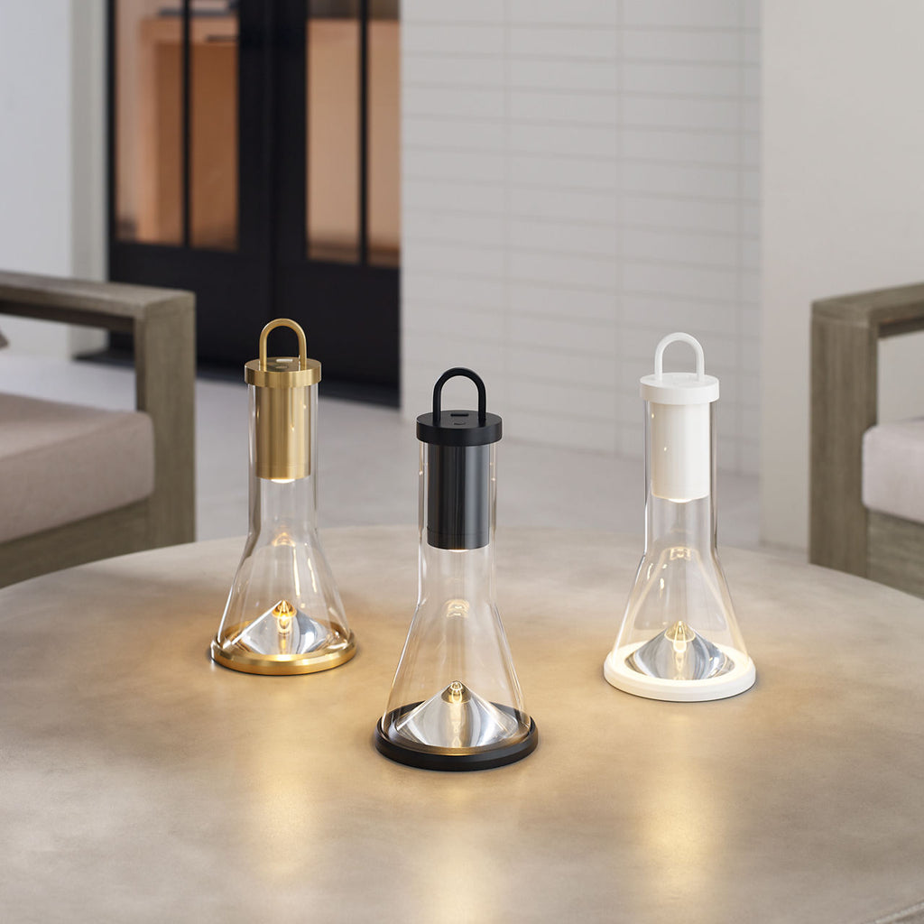 Kandella Accent Rechargeable Table Lamp Natural Brass 2700K 90 CRI wall charger included