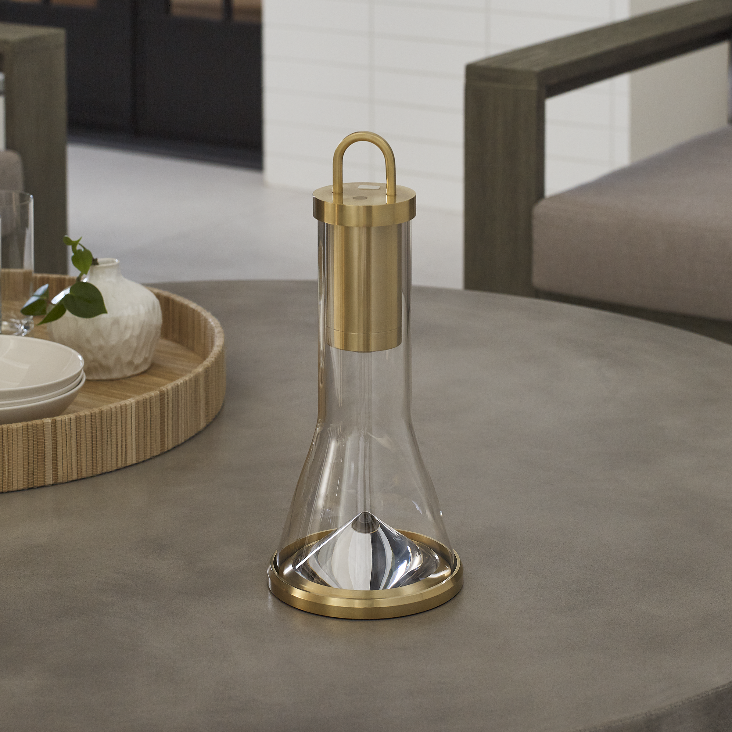 Kandella Accent Rechargeable Table Lamp Natural Brass 2700K 90 CRI wall charger included