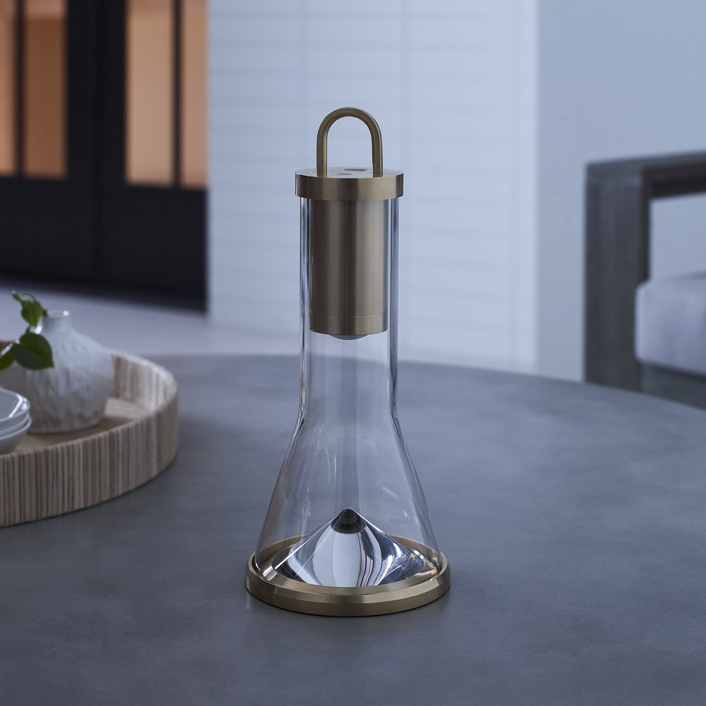 Kandella Accent Rechargeable Table Lamp Natural Brass 2700K 90 CRI wall charger included
