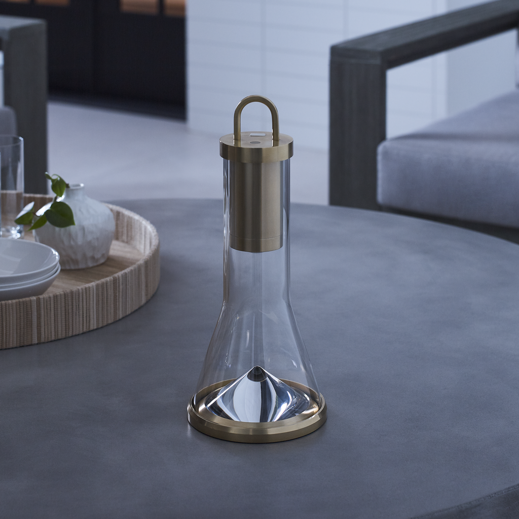 Kandella Accent Rechargeable Table Lamp Natural Brass 2700K 90 CRI wall charger included