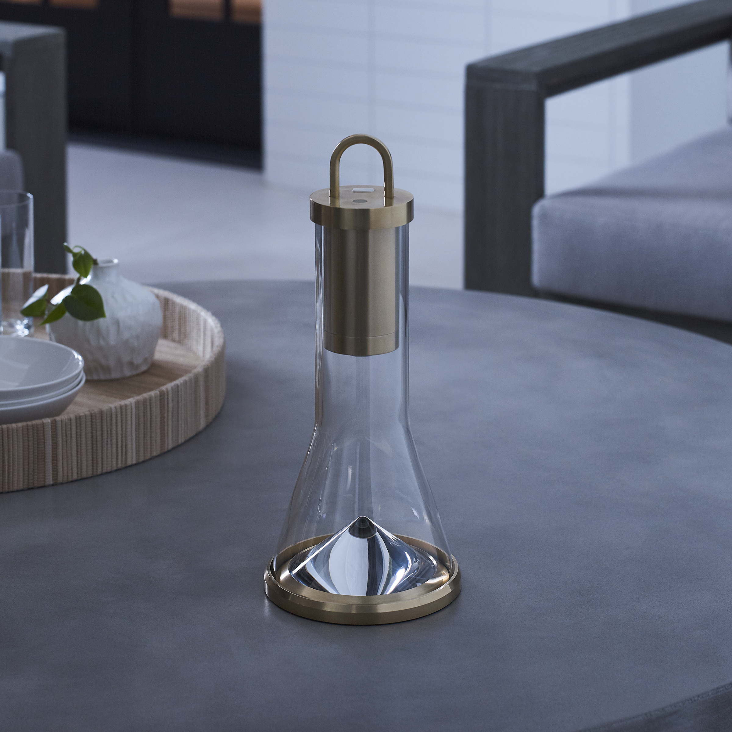 Kandella Accent Rechargeable Table Lamp Natural Brass 2700K 90 CRI wall charger included