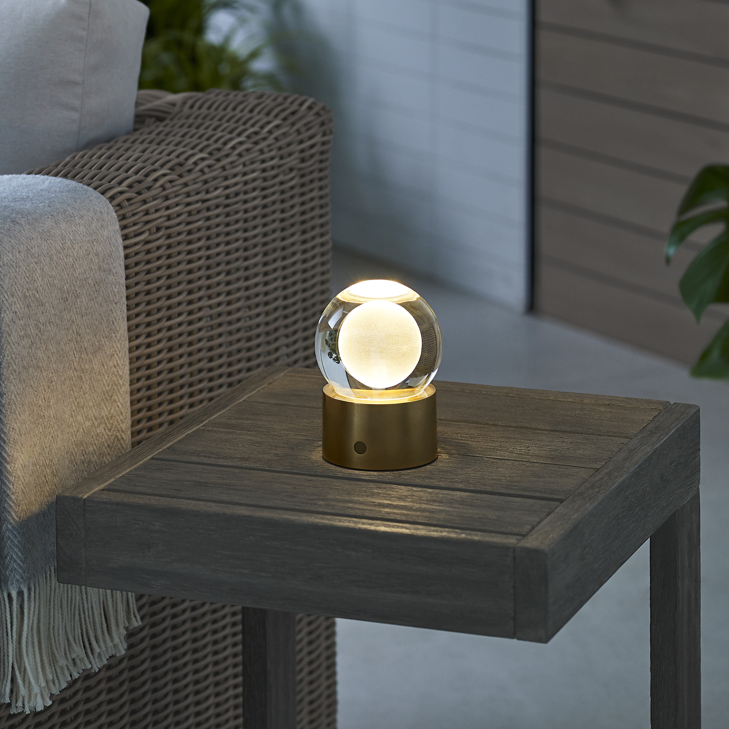 Mina Accent Rechargeable Table Lamp Natural Brass 2700K 90 CRI wall charger included
