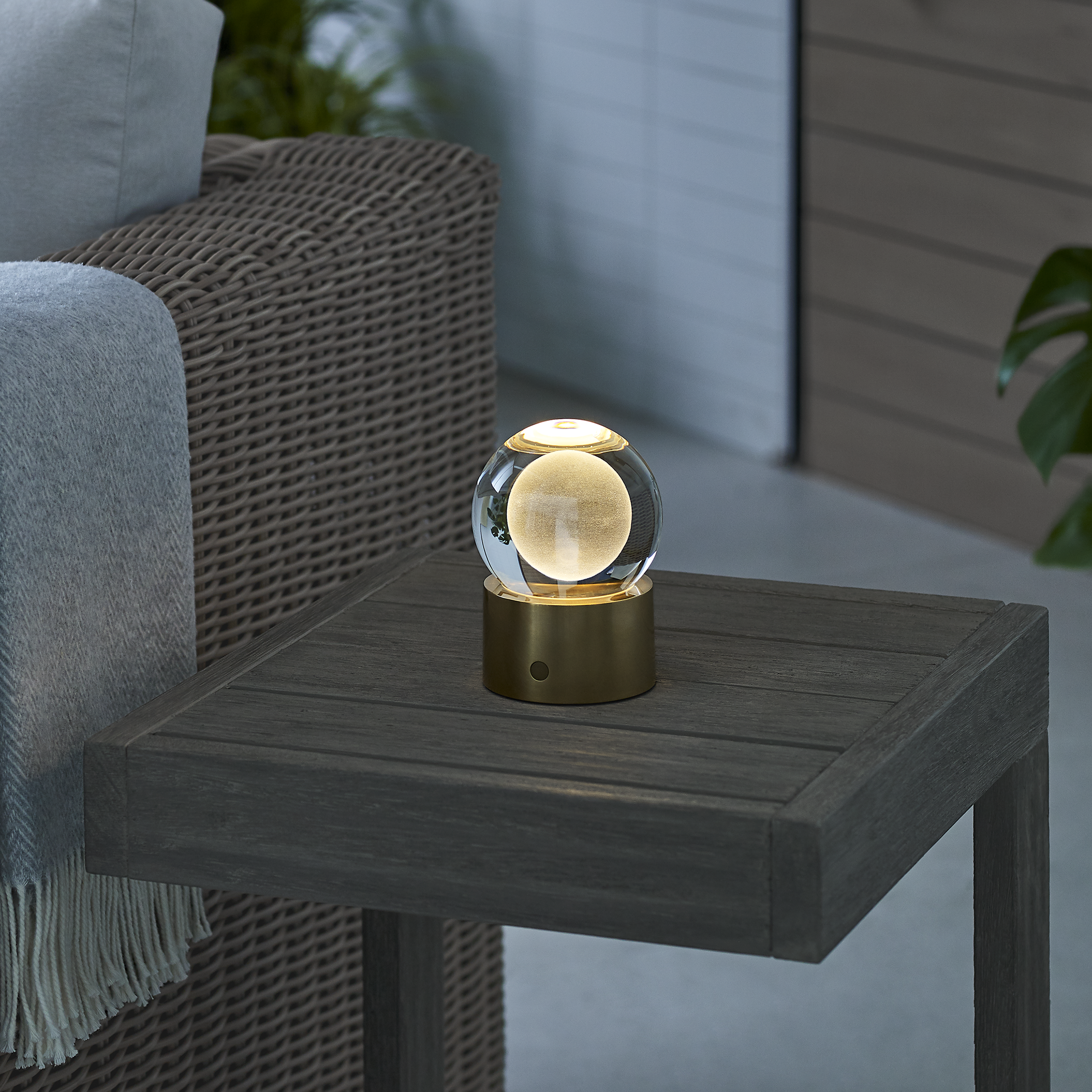 Mina Accent Rechargeable Table Lamp Natural Brass 2700K 90 CRI wall charger included
