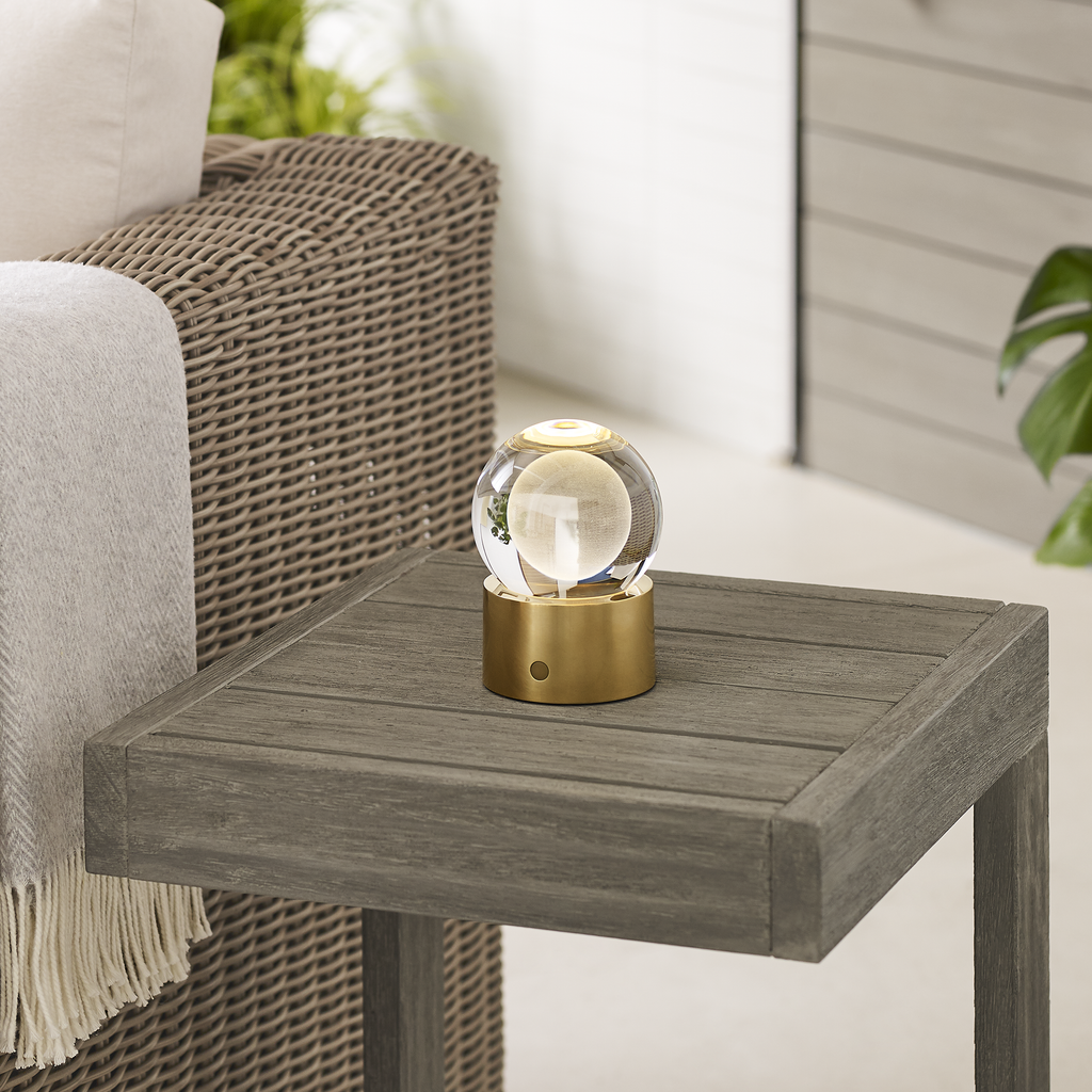 Mina Accent Rechargeable Table Lamp Natural Brass 2700K 90 CRI wall charger included