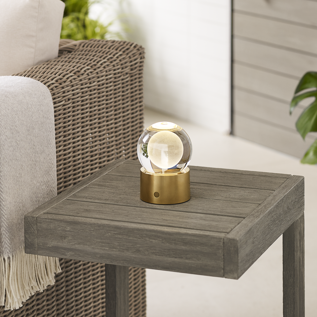 Mina Accent Rechargeable Table Lamp Natural Brass 2700K 90 CRI wall charger included