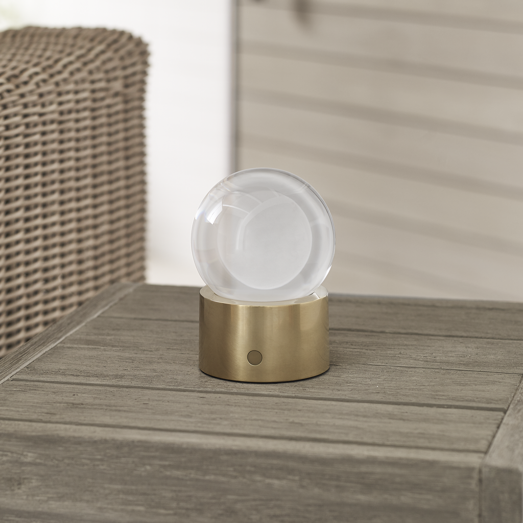 Mina Accent Rechargeable Table Lamp Natural Brass 2700K 90 CRI wall charger included