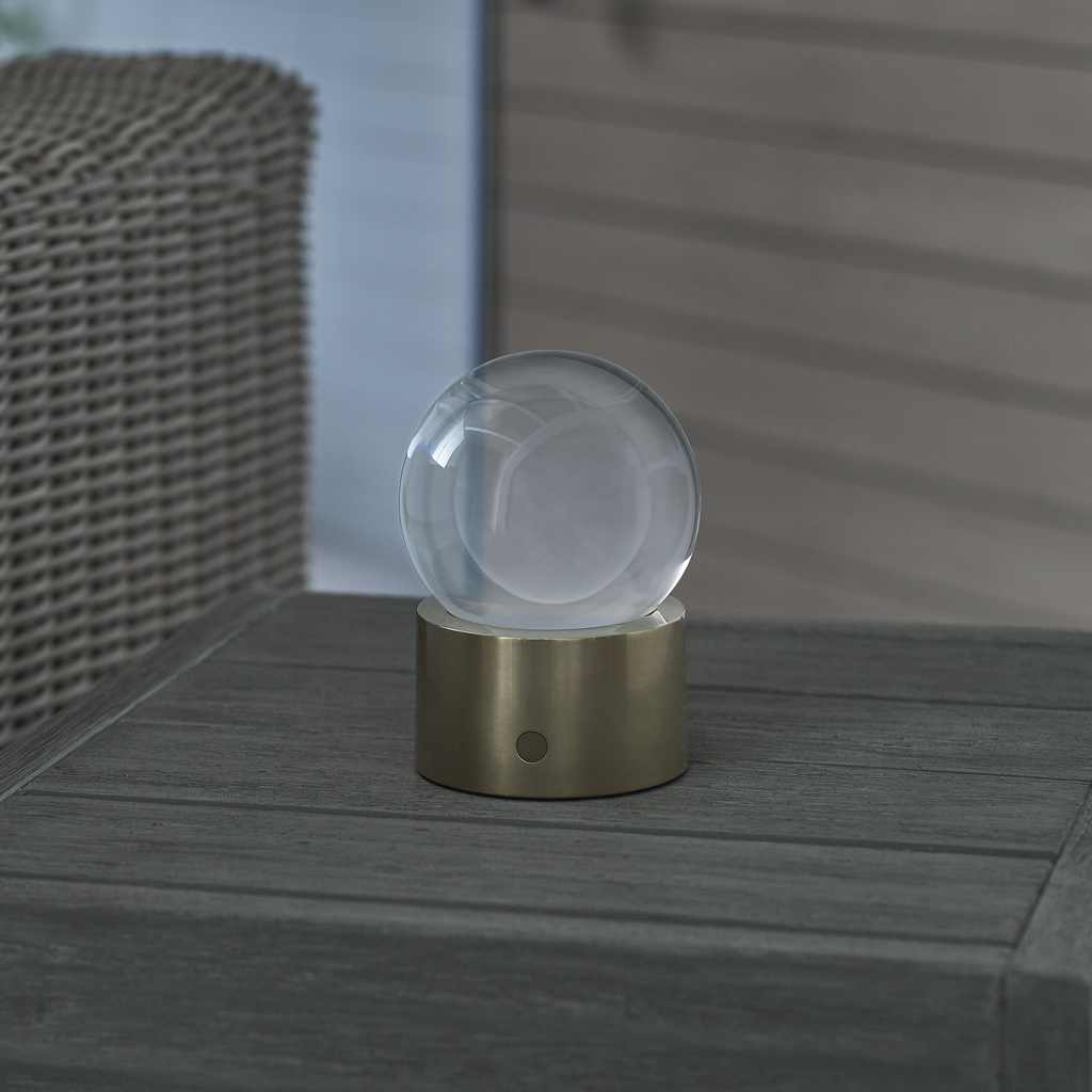 Mina Accent Rechargeable Table Lamp Natural Brass 2700K 90 CRI wall charger included