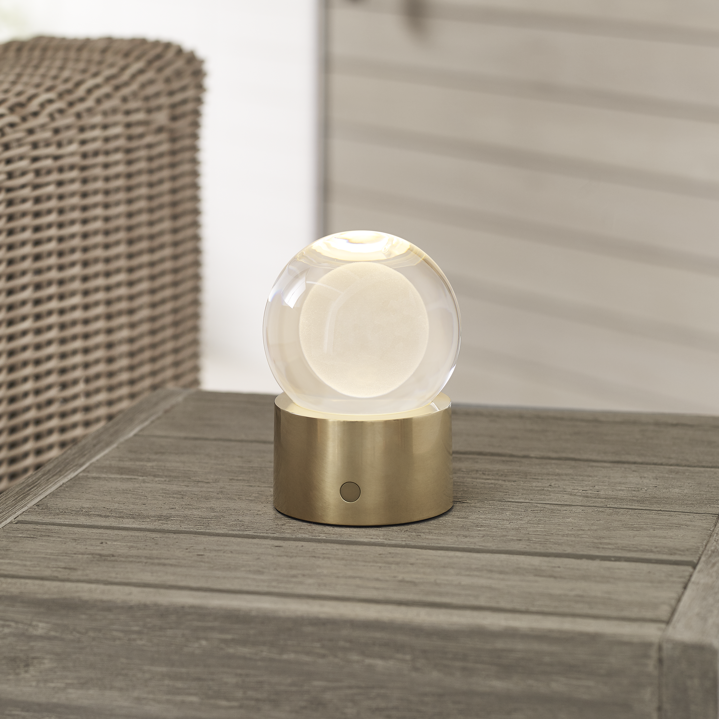 Mina Accent Rechargeable Table Lamp Natural Brass 2700K 90 CRI wall charger included