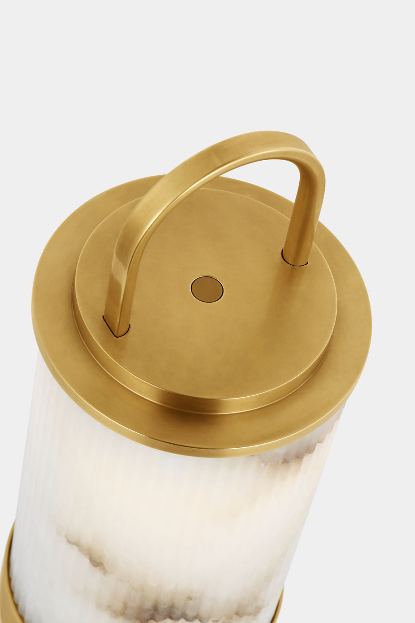 Tawa Alabaster Accent Rechargeable Table Lamp Alabaster Hand Rubbed Antique Brass 2700K 90 CRI