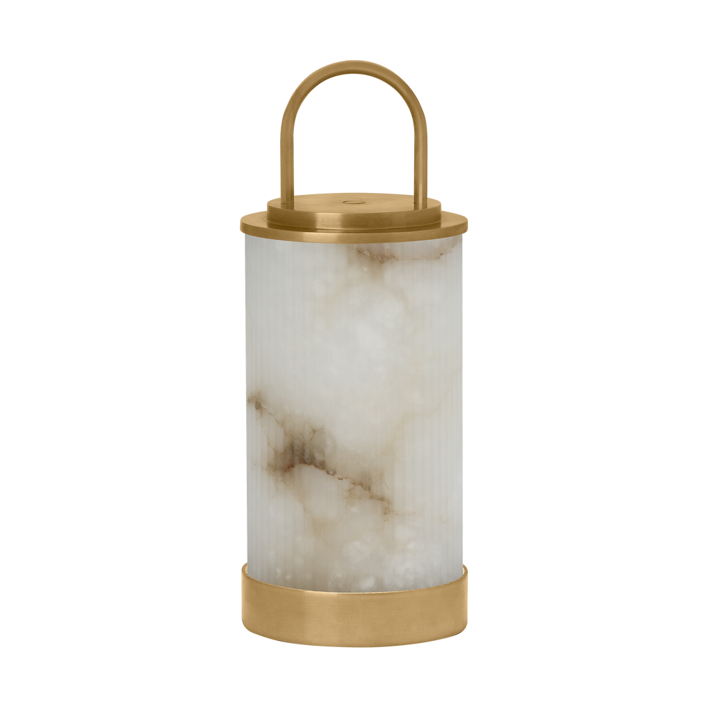 Tawa Alabaster Accent Rechargeable Table Lamp Alabaster Hand Rubbed Antique Brass 2700K 90 CRI