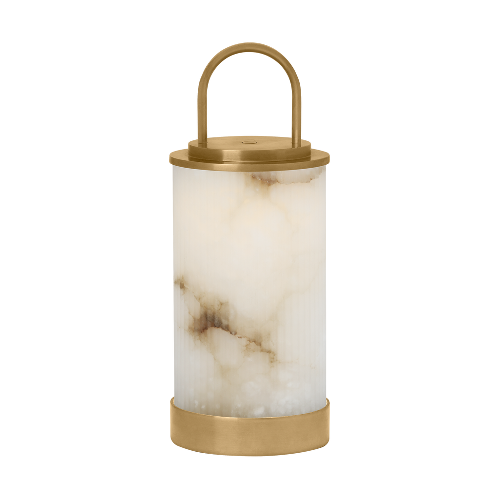 Tawa Alabaster Accent Rechargeable Table Lamp Alabaster Hand Rubbed Antique Brass 2700K 90 CRI