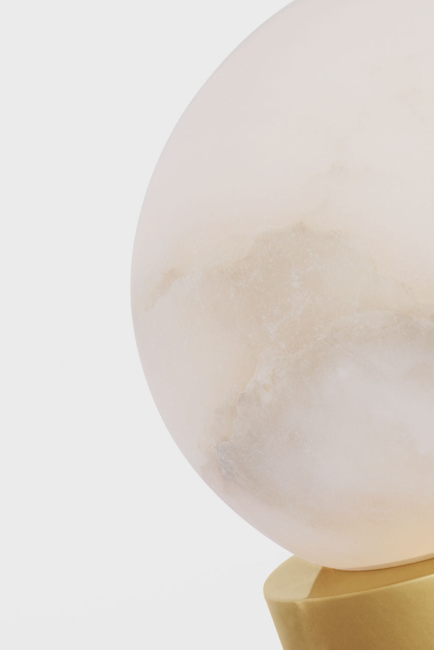 Mina Alabaster Accent Rechargeable Table Lamp Alabaster Hand Rubbed Antique Brass 2700K 90 CRI