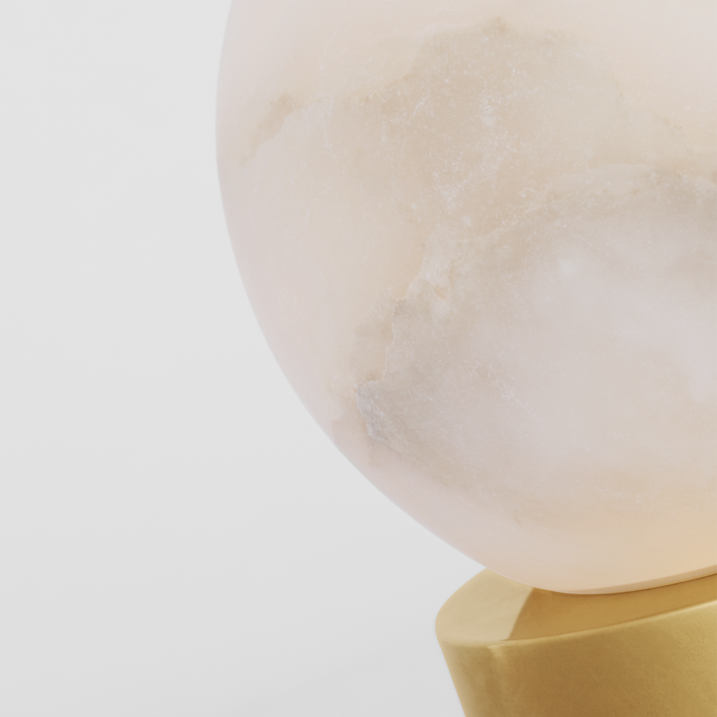 Mina Alabaster Accent Rechargeable Table Lamp Alabaster Hand Rubbed Antique Brass 2700K 90 CRI
