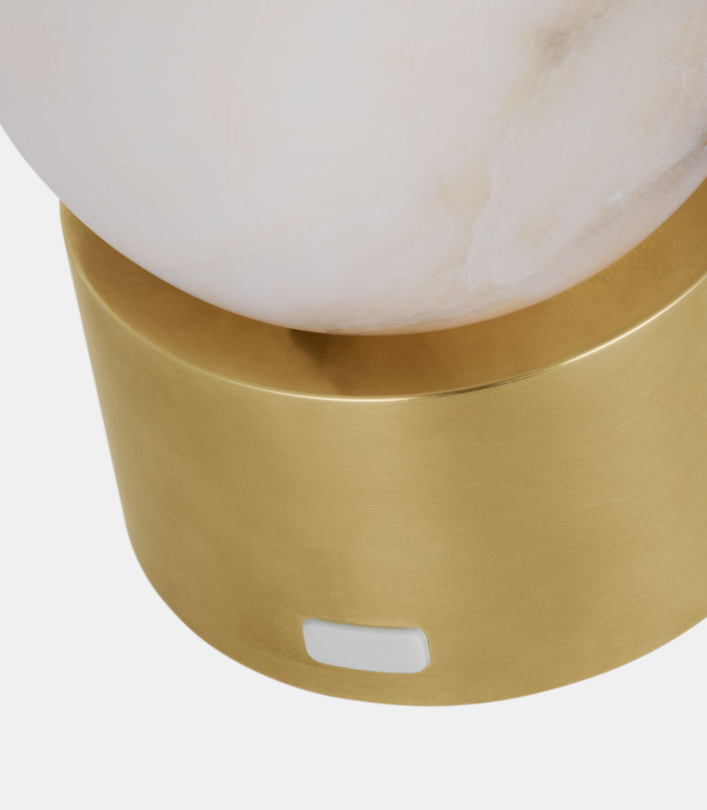 Mina Alabaster Accent Rechargeable Table Lamp Alabaster Hand Rubbed Antique Brass 2700K 90 CRI