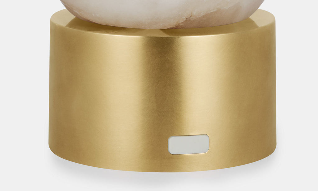 Mina Alabaster Accent Rechargeable Table Lamp Alabaster Hand Rubbed Antique Brass 2700K 90 CRI
