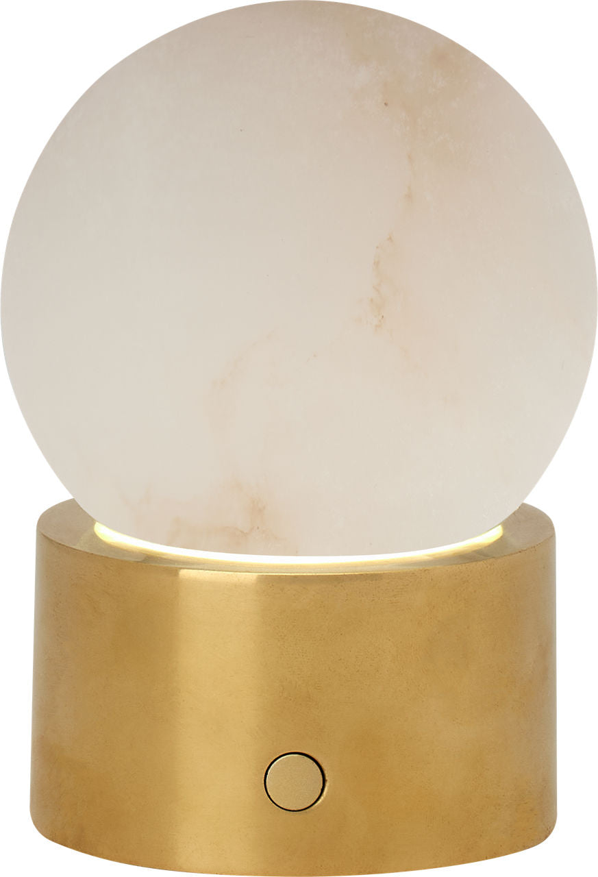 Mina Alabaster Accent Rechargeable Table Lamp Alabaster Hand Rubbed Antique Brass 2700K 90 CRI
