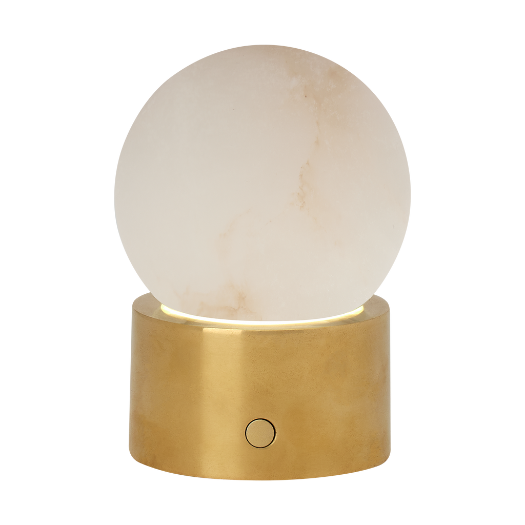 Mina Alabaster Accent Rechargeable Table Lamp Alabaster Hand Rubbed Antique Brass 2700K 90 CRI