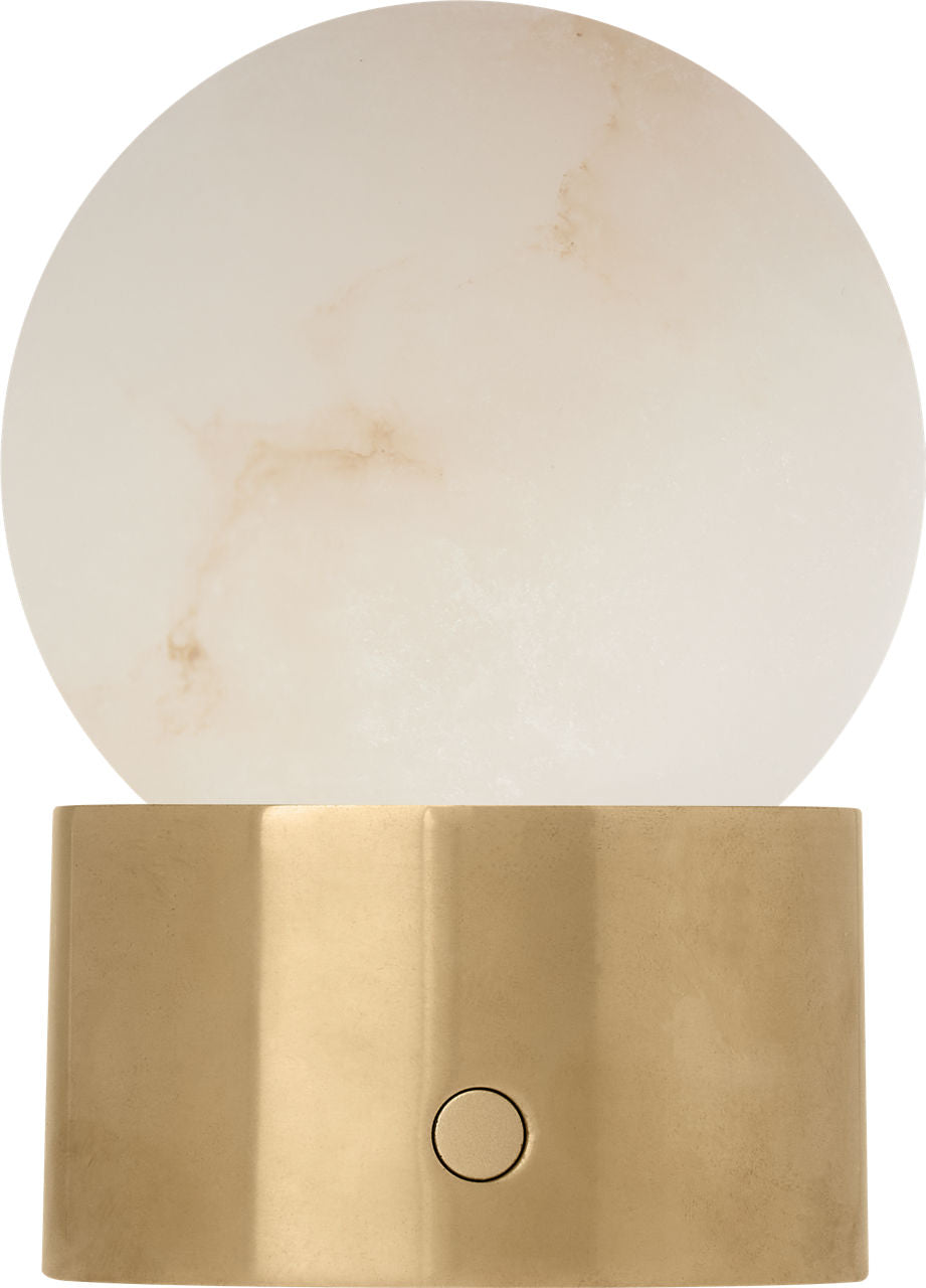 Mina Alabaster Accent Rechargeable Table Lamp Alabaster Hand Rubbed Antique Brass 2700K 90 CRI
