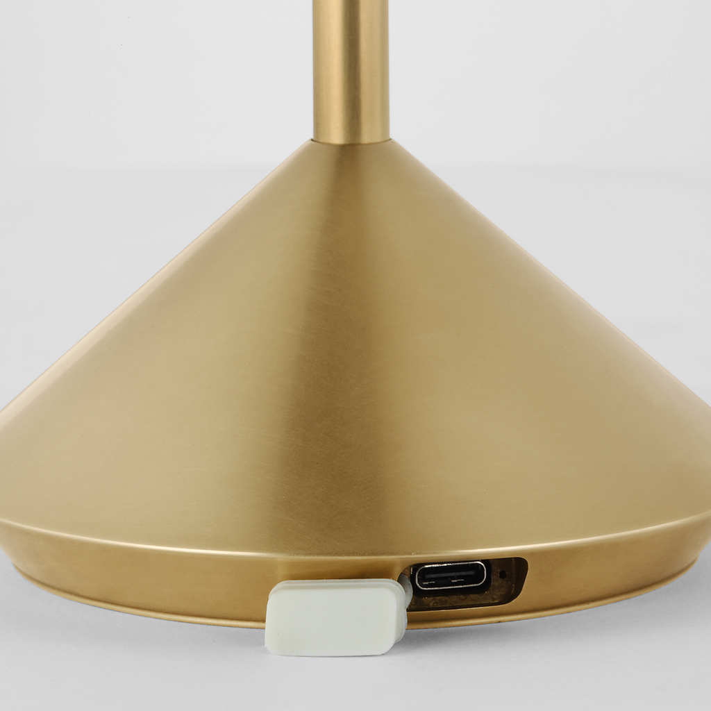 Moneta Short Accent Rechargeable Table Lamp Hand Rubbed Antique Brass 2700K 90 CRI