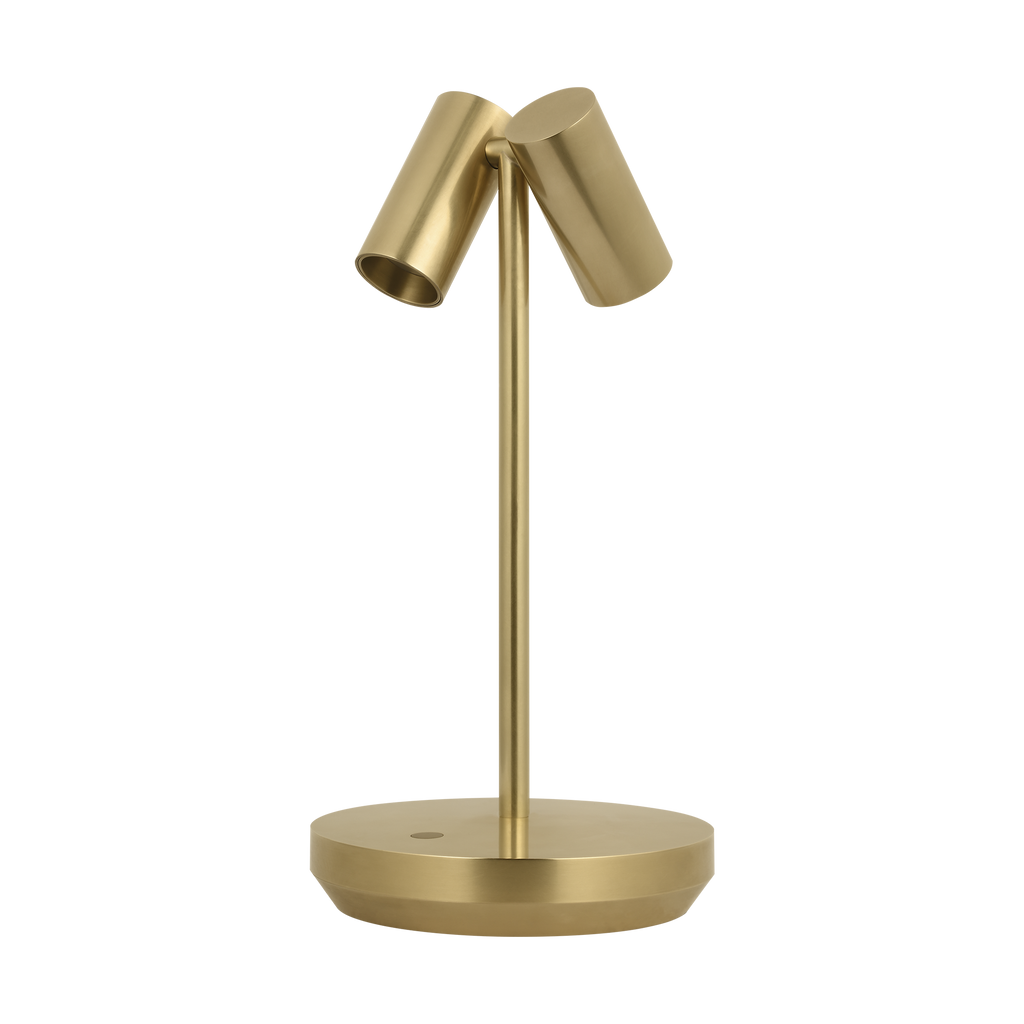 Doppia Short Accent Rechargeable Table Lamp Hand Rubbed Antique Brass 2700K 90 CRI