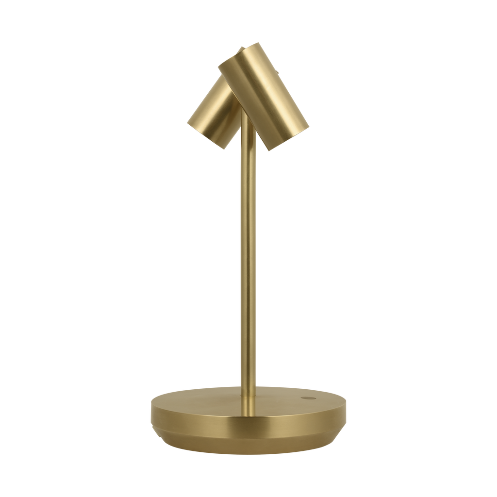 Doppia Short Accent Rechargeable Table Lamp Hand Rubbed Antique Brass 2700K 90 CRI