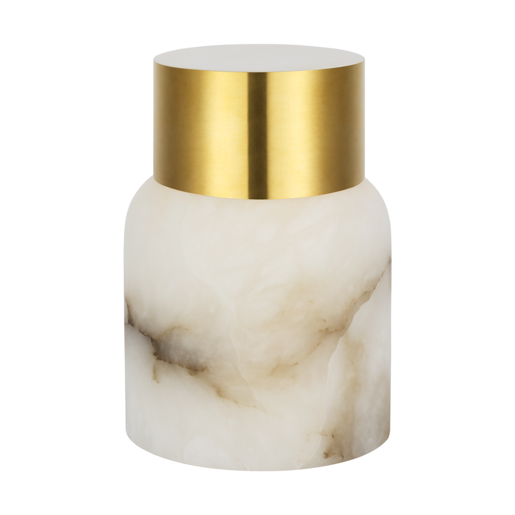 Caspe Alabaster 7 Rechargeable Table Lamp hand rubbed antique brass 2700K 90 CRI