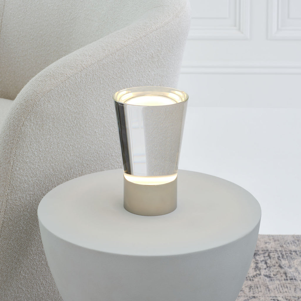 Caspe 8 Rechargeable Table Lamp polished nickel 2700K 90 CRI