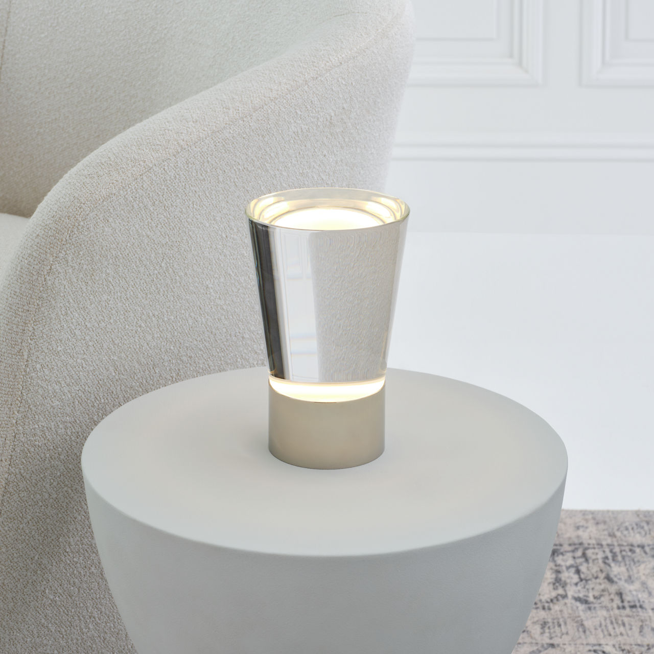 Caspe 8 Rechargeable Table Lamp polished nickel 2700K 90 CRI