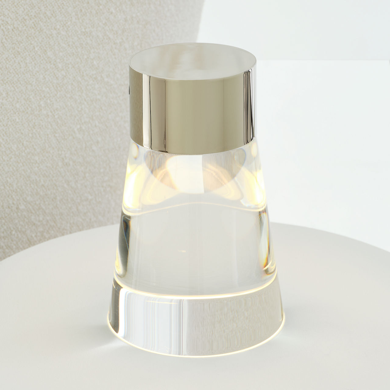 Caspe 8 Rechargeable Table Lamp polished nickel 2700K 90 CRI