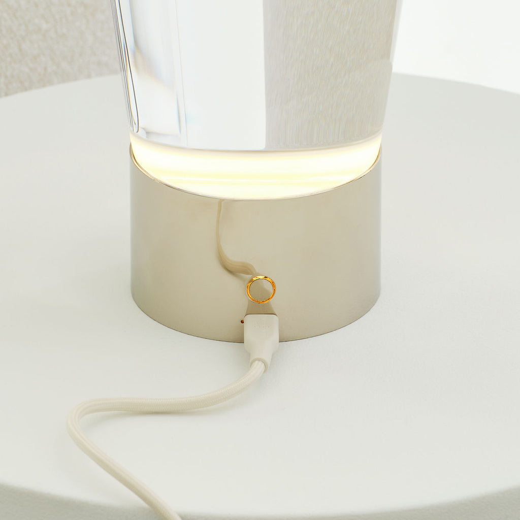 Caspe 8 Rechargeable Table Lamp polished nickel 2700K 90 CRI