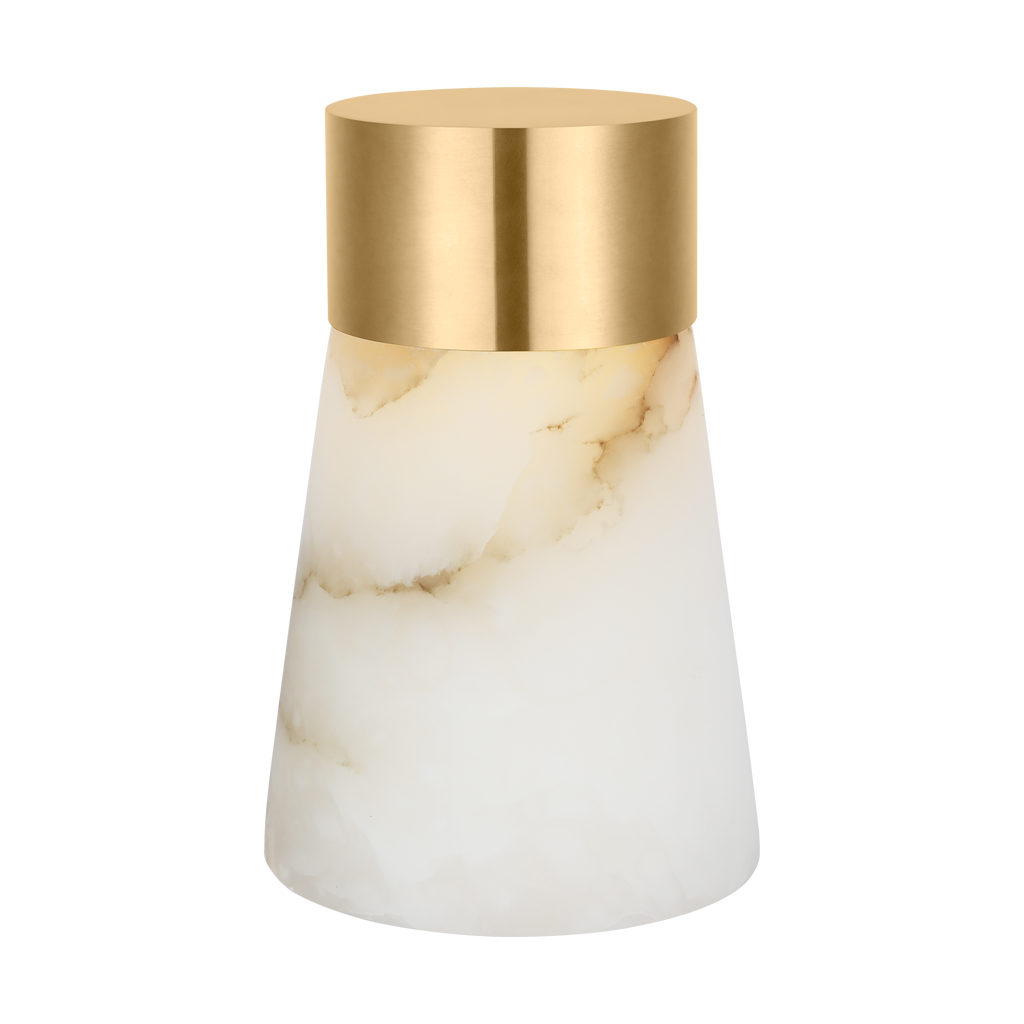 Caspe Alabaster 8 Rechargeable Table Lamp Hand Rubbed Antique Brass 2700K 90 CRI