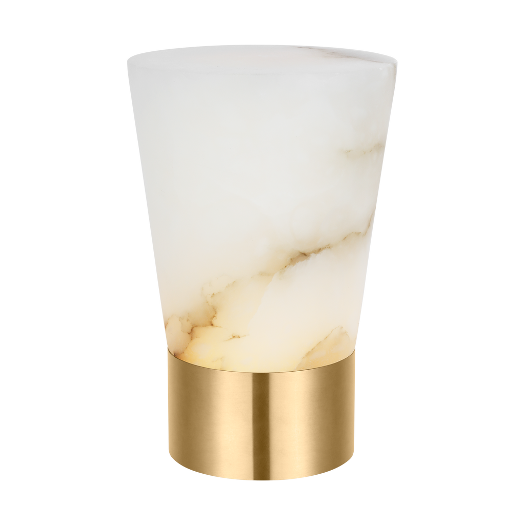 Caspe Alabaster 8 Rechargeable Table Lamp Hand Rubbed Antique Brass 2700K 90 CRI