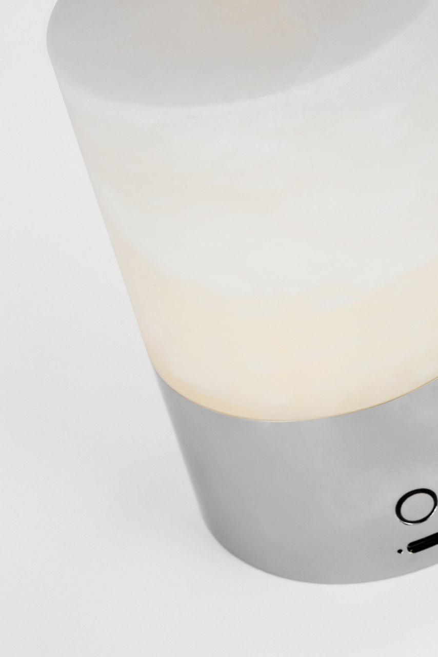 Caspe Alabaster 6 Rechargeable Table Lamp Polished Nickel 2700K 90 CRI