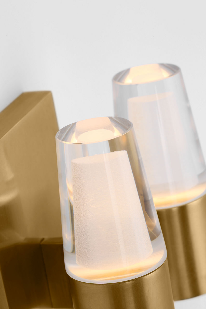 Lassell Double Short Sconce | Natural Brass 2700K 120V