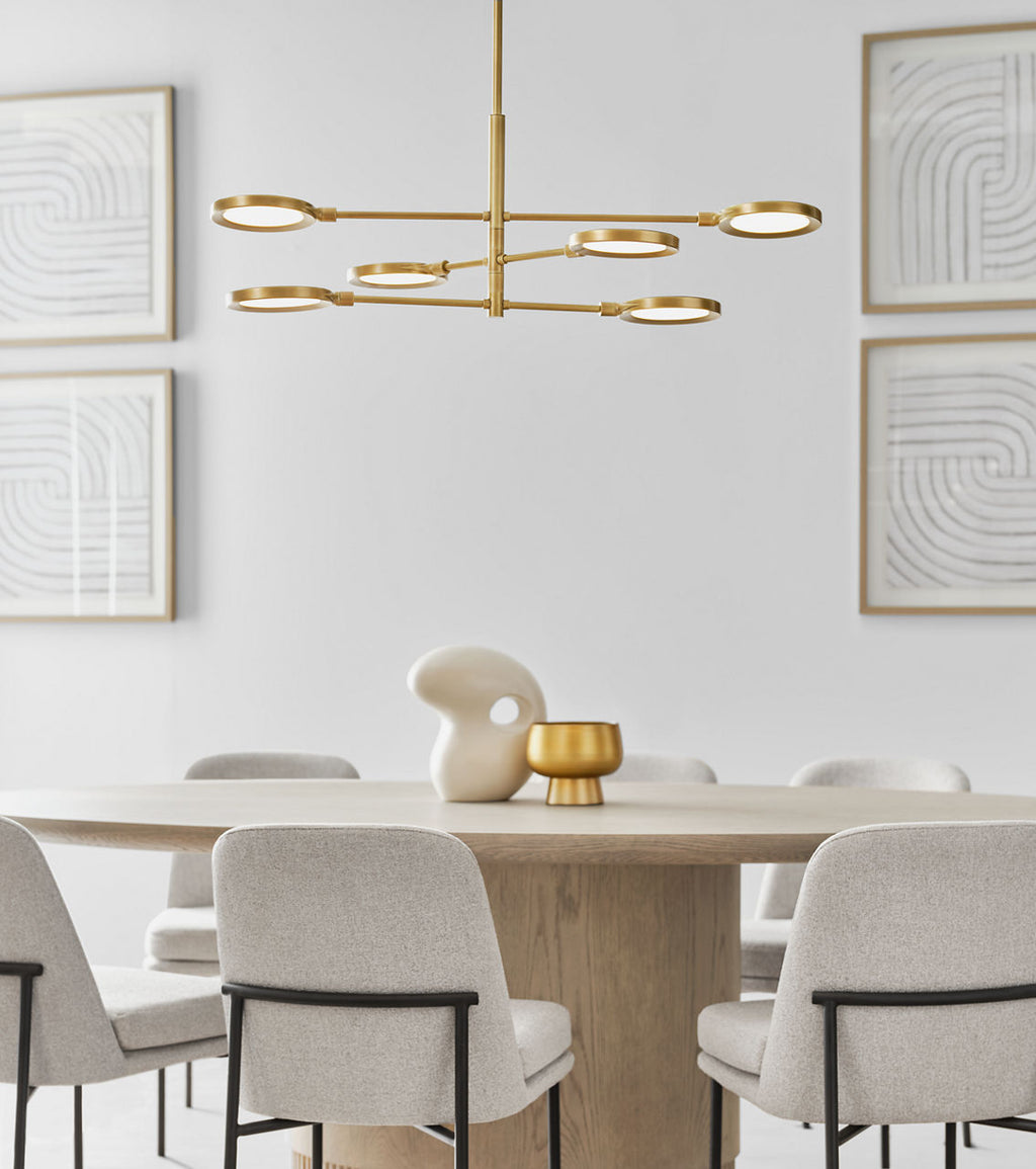 Spectica 6 Chandelier Acrylic plated brass LED 3000K 90 CRI90 cri 3000k 120v