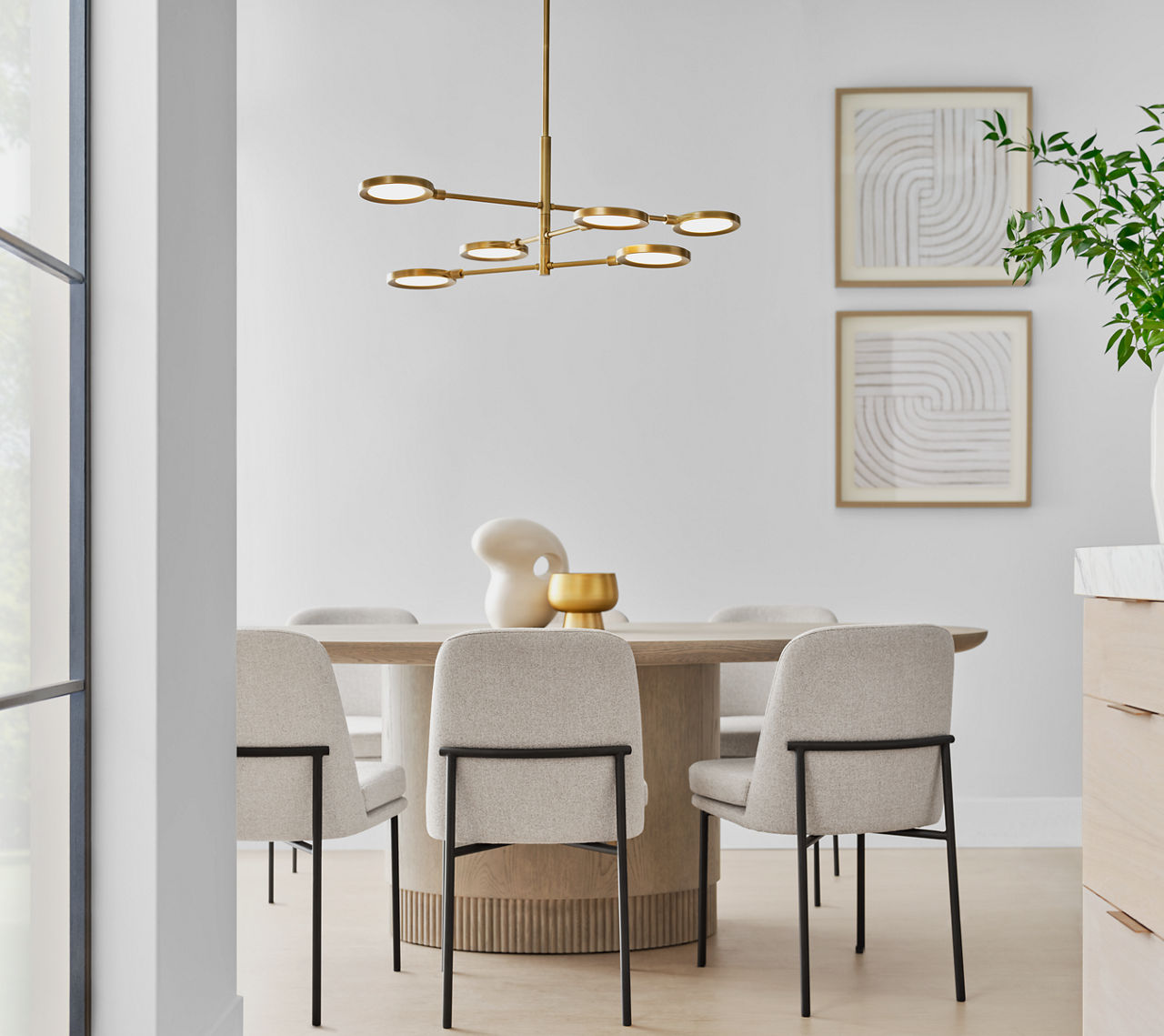 Spectica 6 Chandelier Acrylic plated brass LED 3000K 90 CRI90 cri 3000k 120v