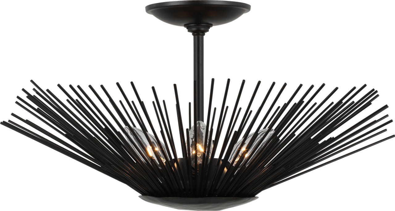 Helios Large Semi-Flush Mount Aged Iron