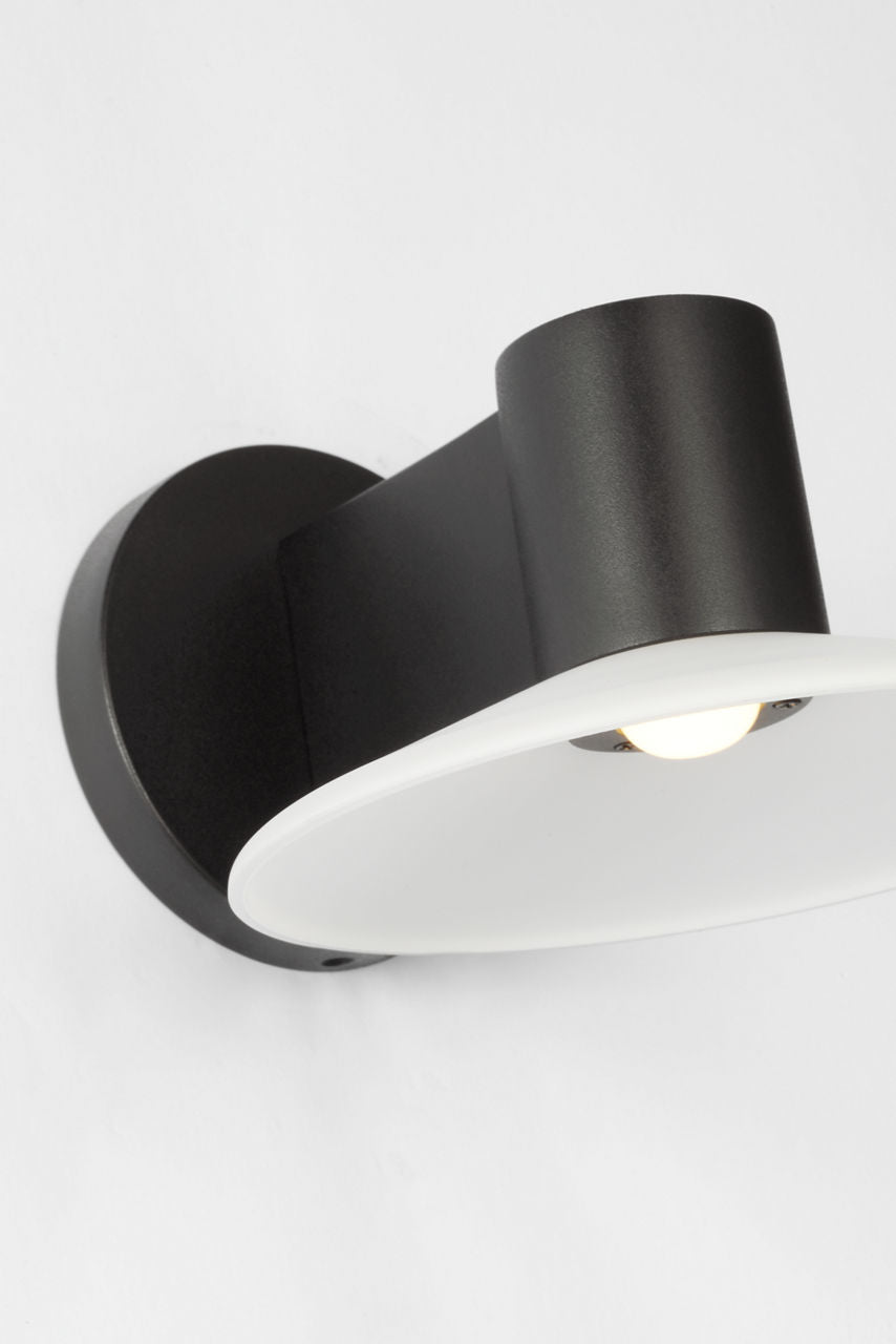 Focal Small LED Sconce Textured Black Bulbs Inc
