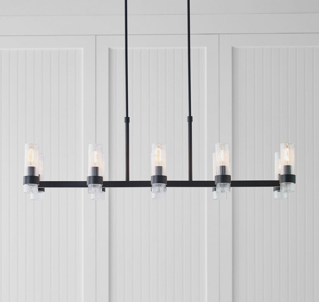 Geneva Large Linear Chandelier | Aged Iron