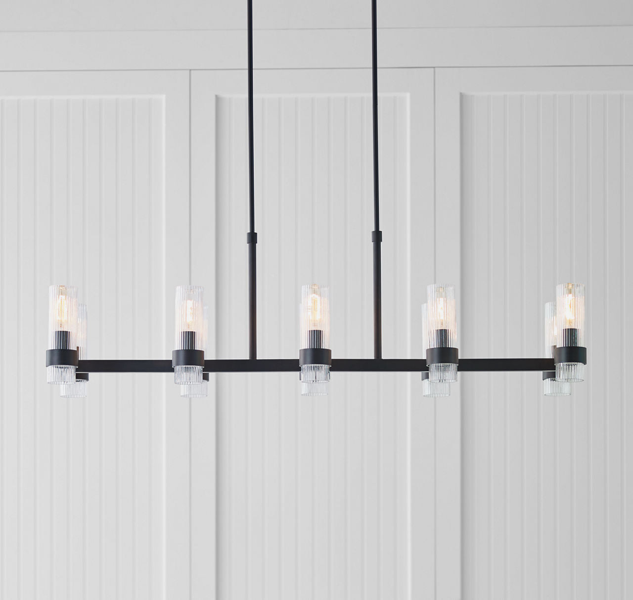 Geneva Large Linear Chandelier | Aged Iron