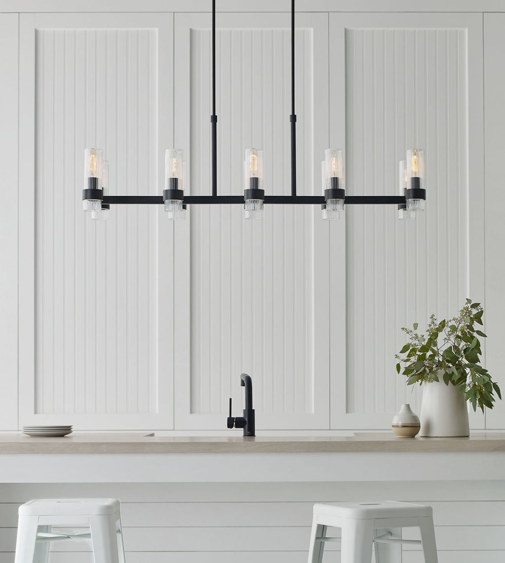 Geneva Large Linear Chandelier | Aged Iron
