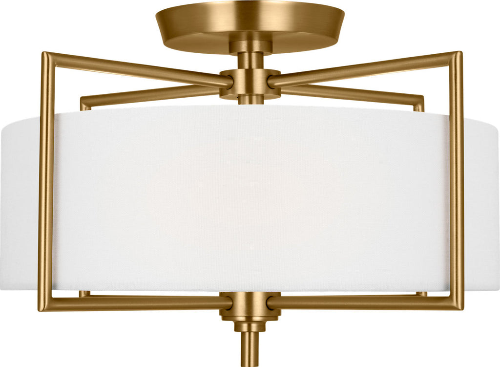 Perno Medium Semi-Flush Mount Burnished Brass