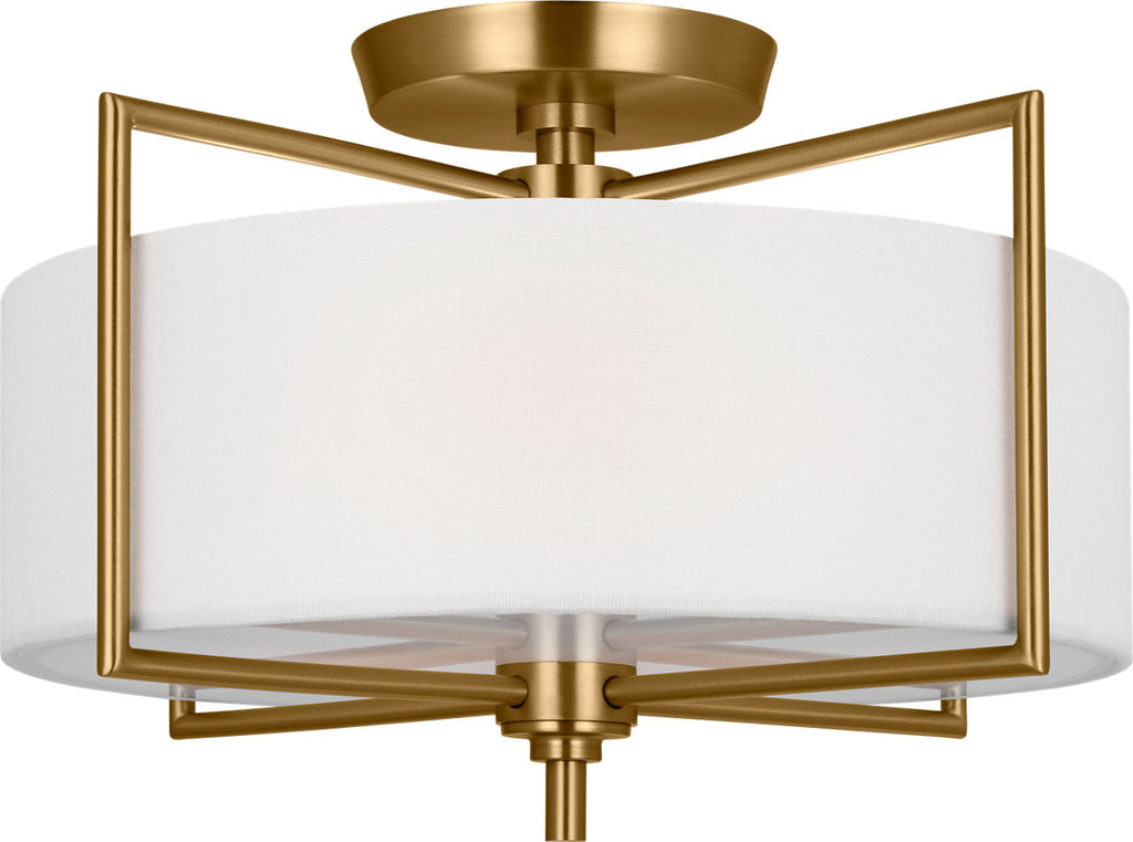Perno Medium Semi-Flush Mount Burnished Brass