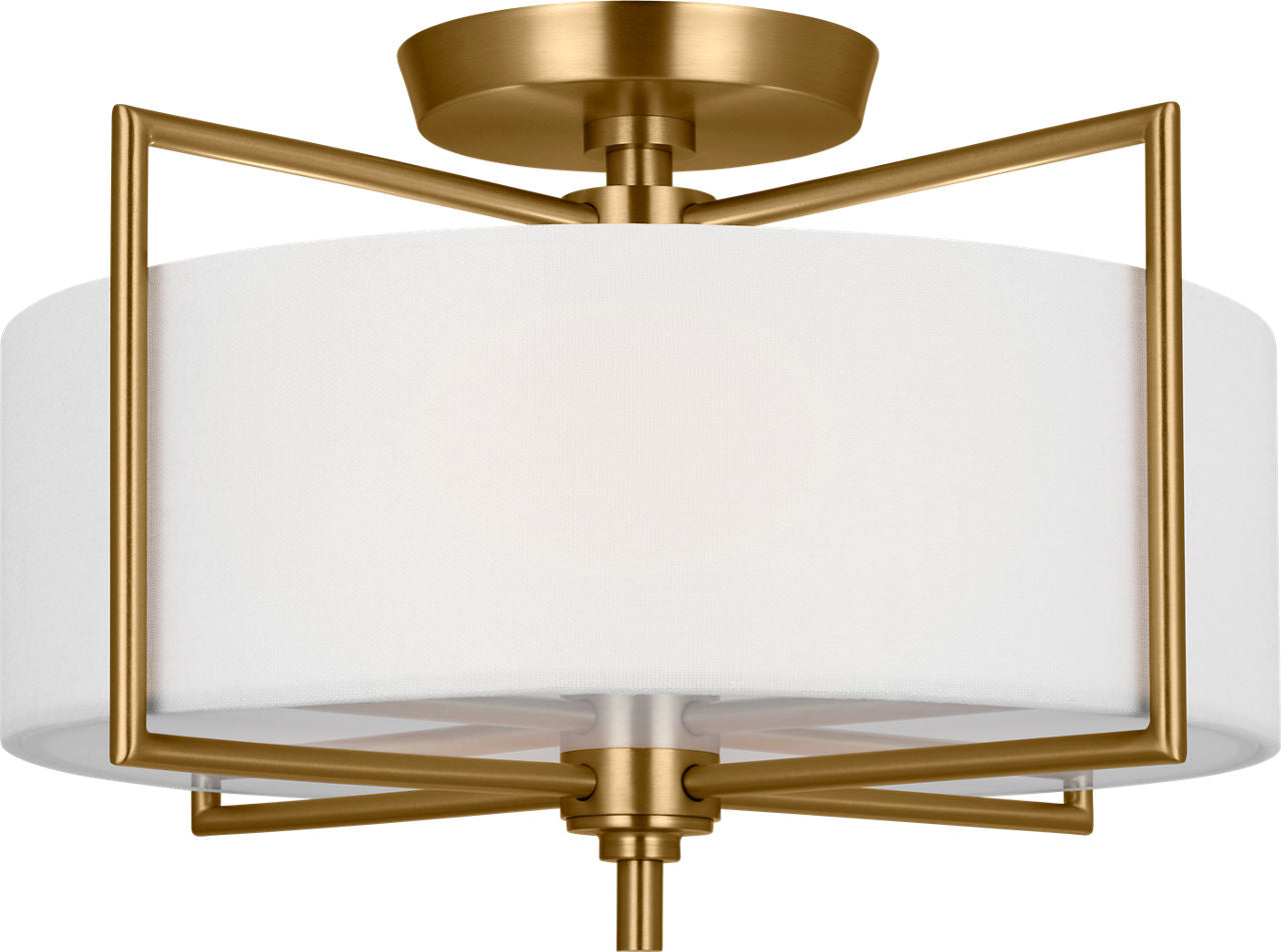 Perno Medium Semi-Flush Mount Burnished Brass