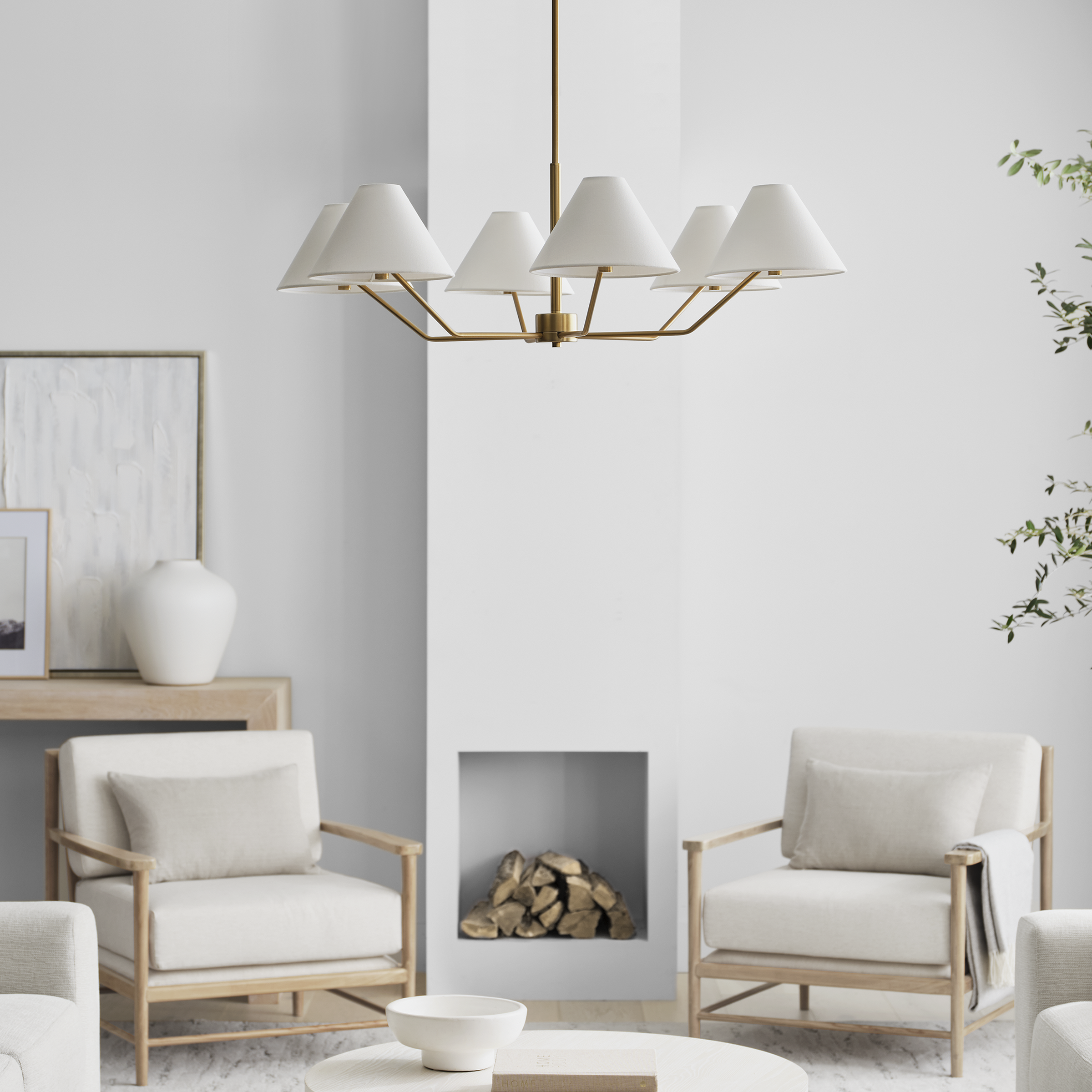 Burke Large Chandelier Satin Brass