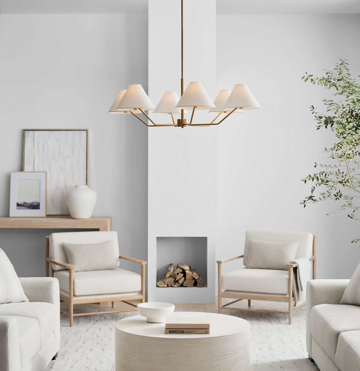 Burke Large Chandelier Satin Brass