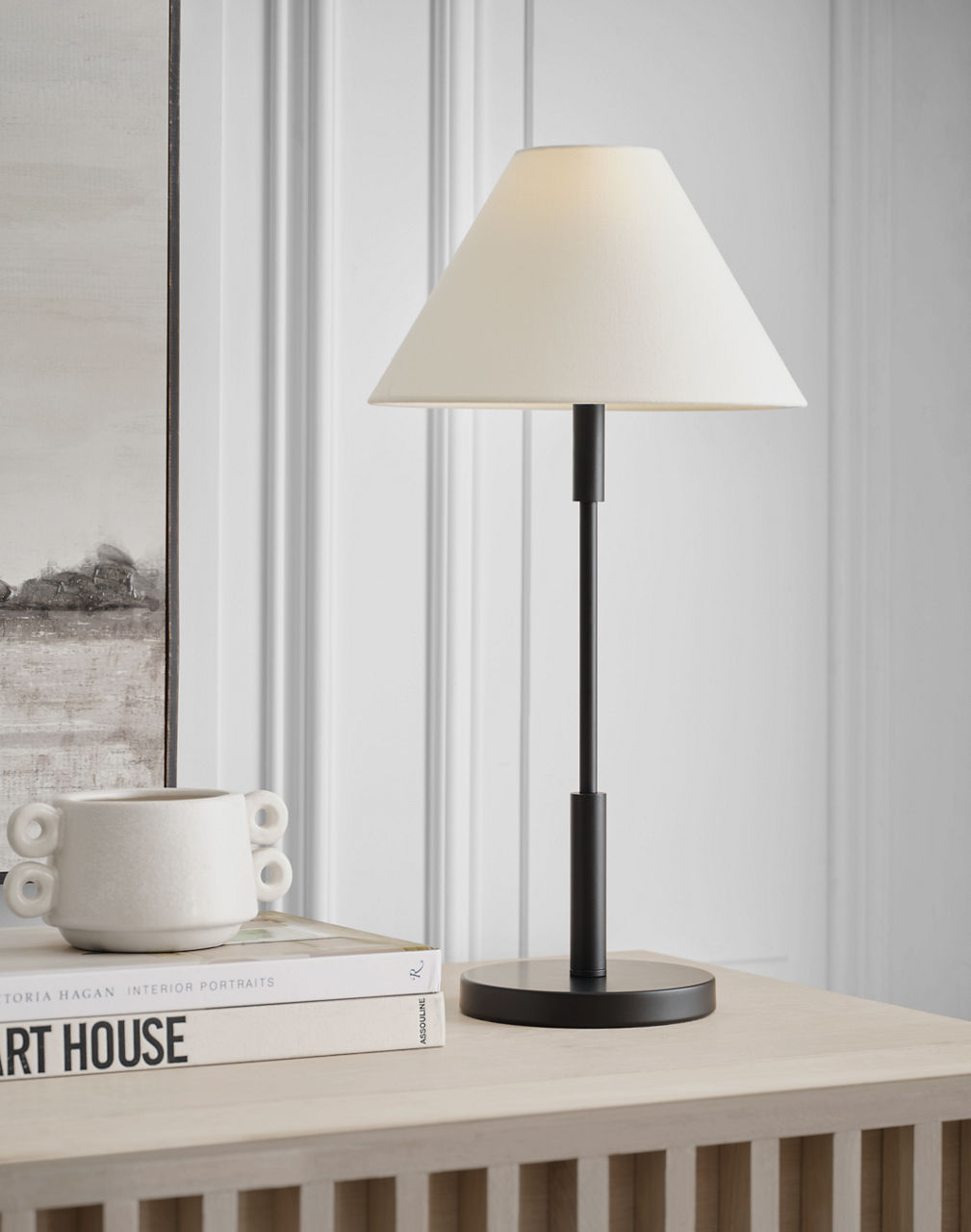 Porteau Medium Table Lamp Midnight Black Bulbs Inc