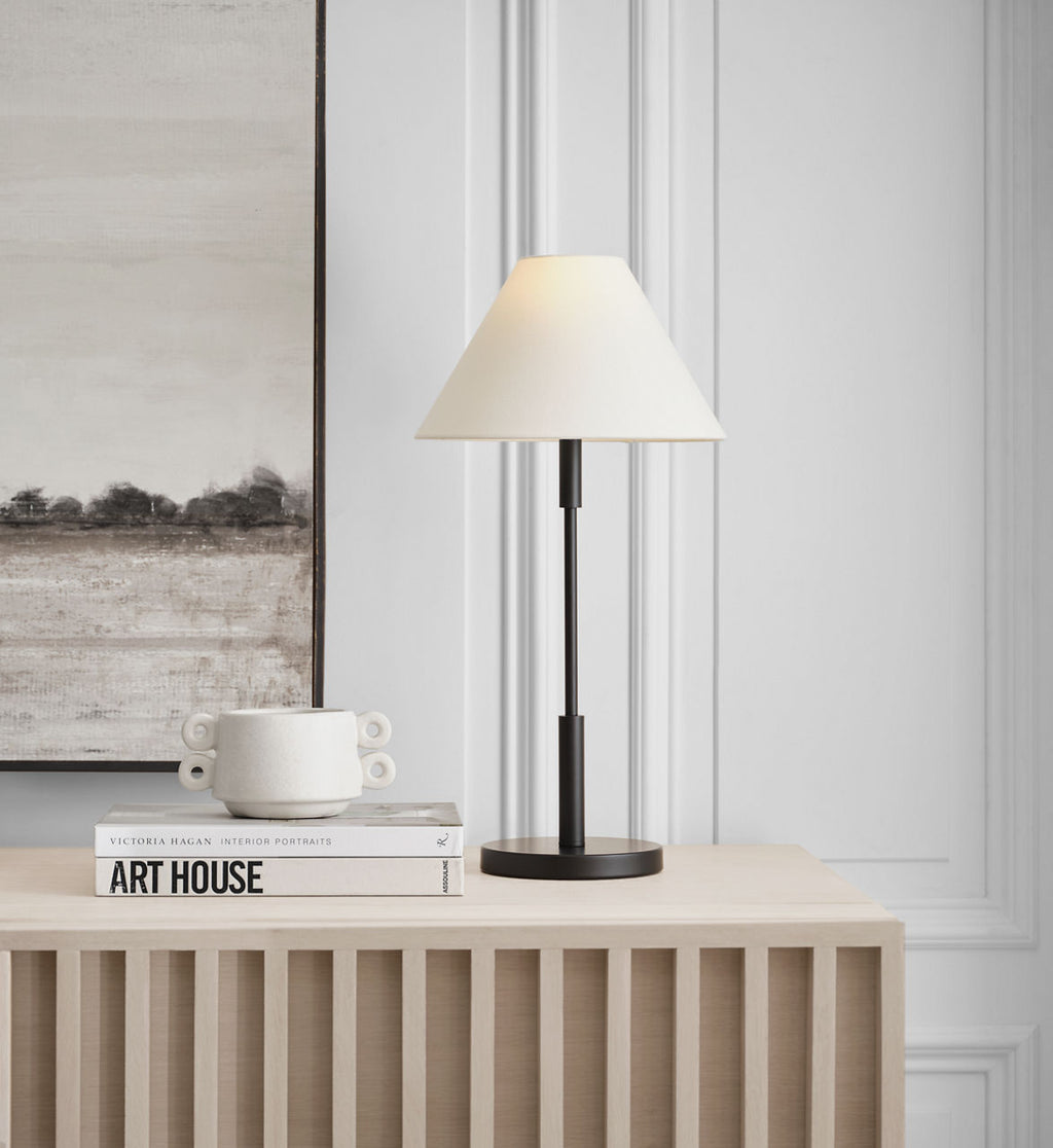 Porteau Medium Table Lamp Midnight Black Bulbs Inc